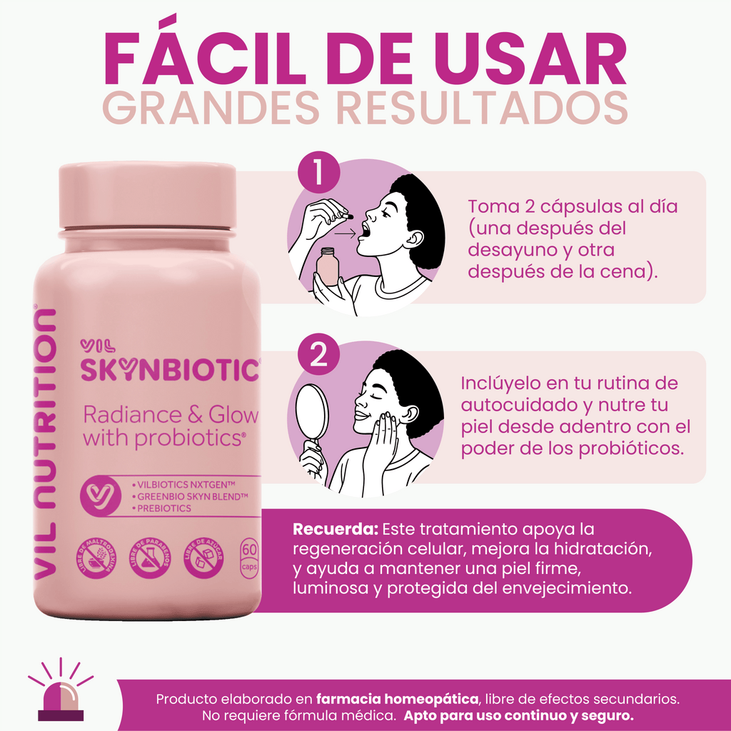 Vil SkynBiotic™ – El probiótico que ilumina tu piel desde adentro y reestablece el brillo de tu rostro - Pedidos On Request